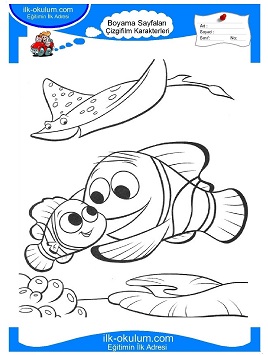 Çocuklar İçin Balık Nemo Boyama Sayfaları 